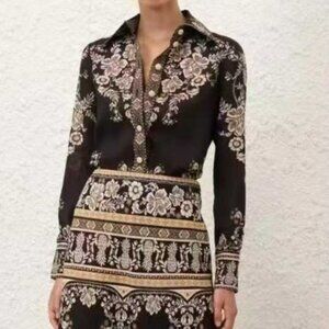 Zimmerman Tropical Print Long Sleeve Cargo Shirt dress